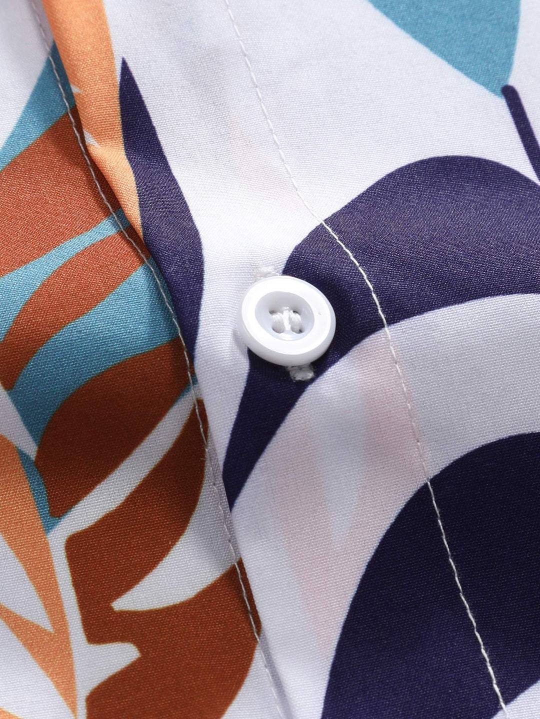 Kleurrijke Bladerprint Doorknoop Shirt & Zwembroek