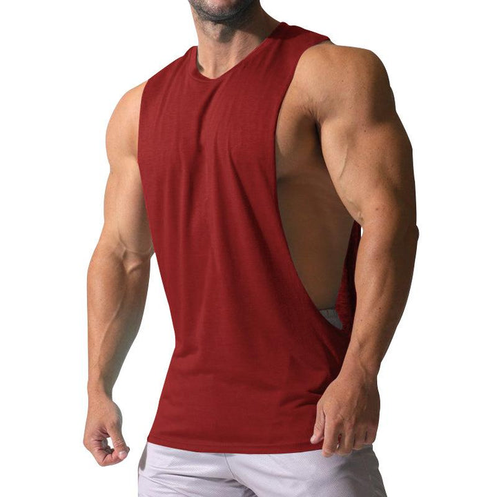 Heren Losse Effen Grote Zijsplit Sport Fitness Tanktop 23142265Z 