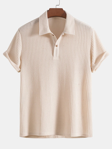 Gebreide Wafel Polo Shirt