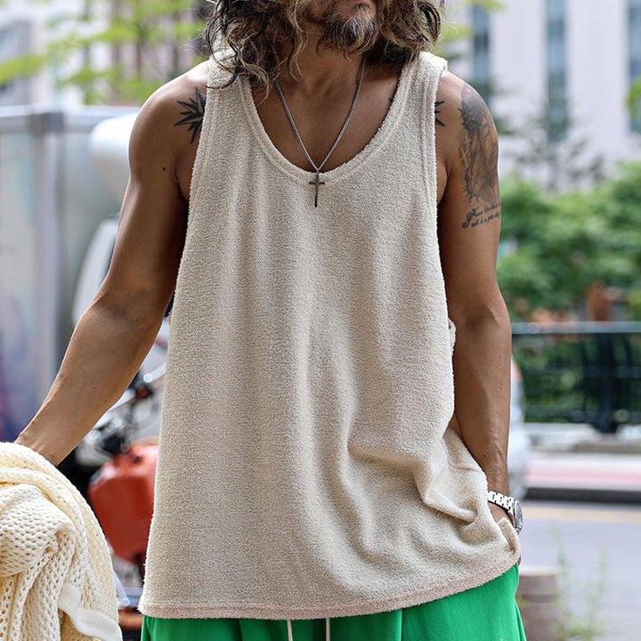 Heren Casual Ronde Hals Effen Kleur Tanktop 15988785X