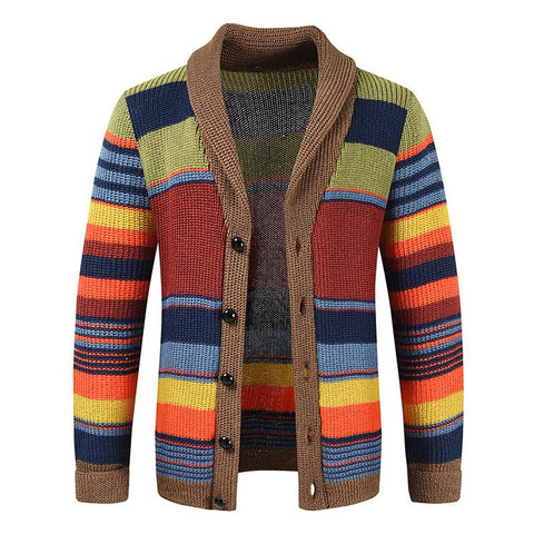 Heren Colorblock Lapel Sweater Jacket 02918584X