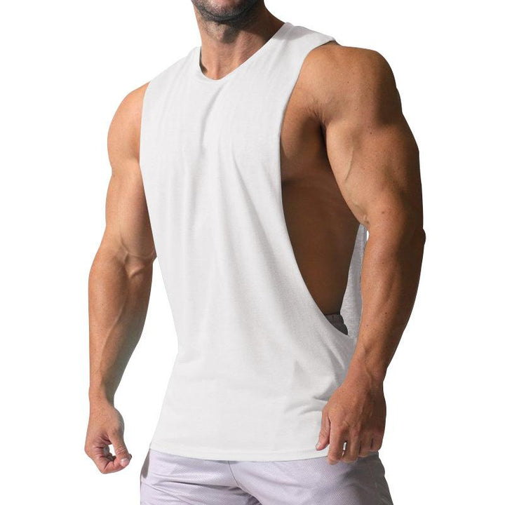 Heren Losse Effen Grote Zijsplit Sport Fitness Tanktop 23142265Z 