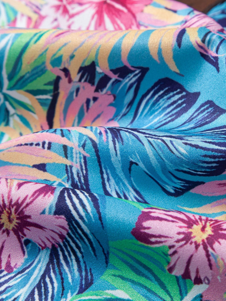 Tropische Planten en Orang-oetan Print Doorknoop Shirt & Zwembroek