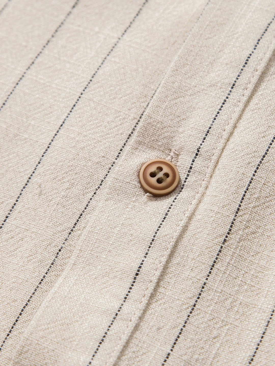 Linnen-mix gestreept overhemd met half open placket en Henley kraag en rechte linnen broek