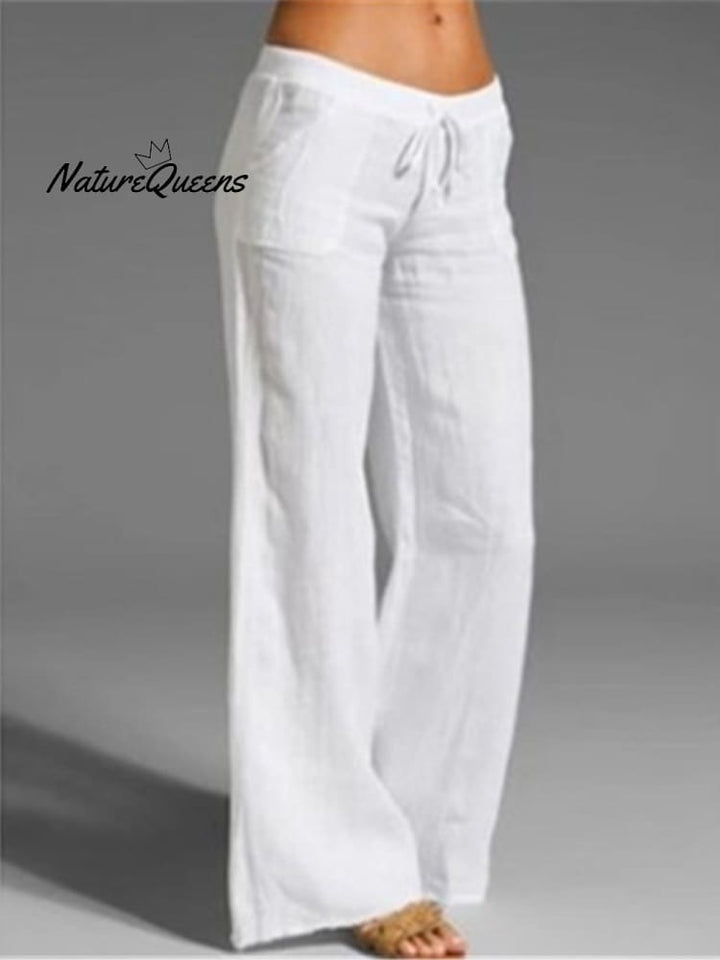 Dames Pocket Katoenen en Linnen Broek 