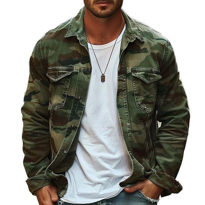 Heren Camouflage Canvas Retro Draag Kraagjack 18911497X