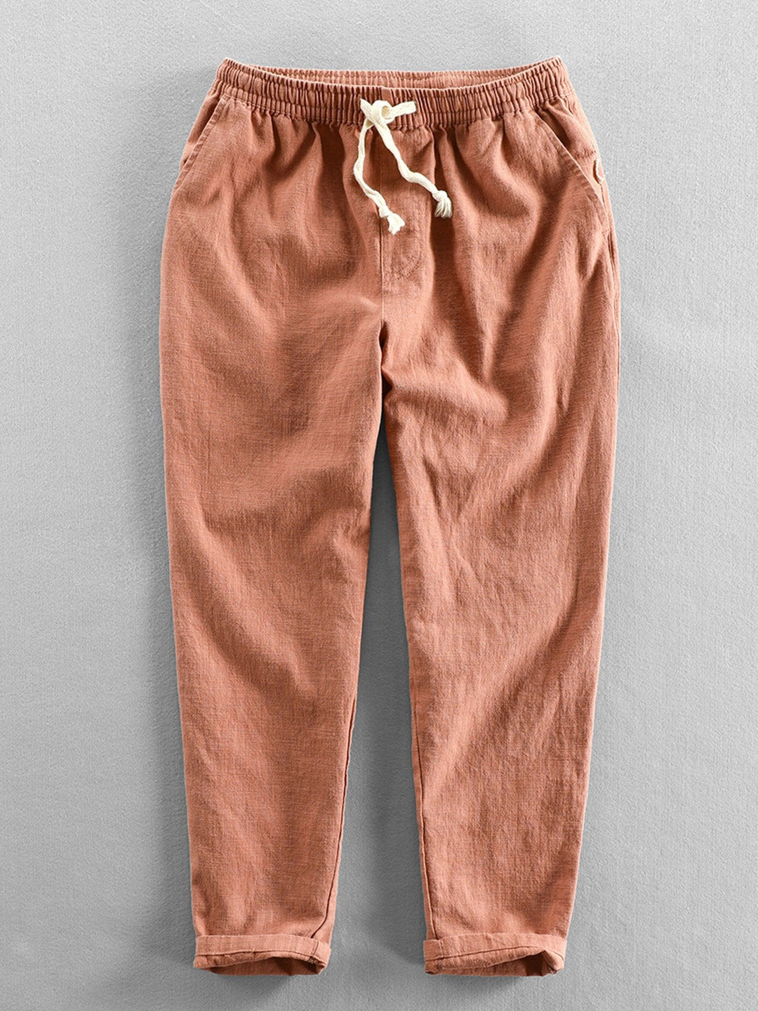 Linnen-look overhemd met korte mouwen en staande kraag en linnen-katoenen korte broek