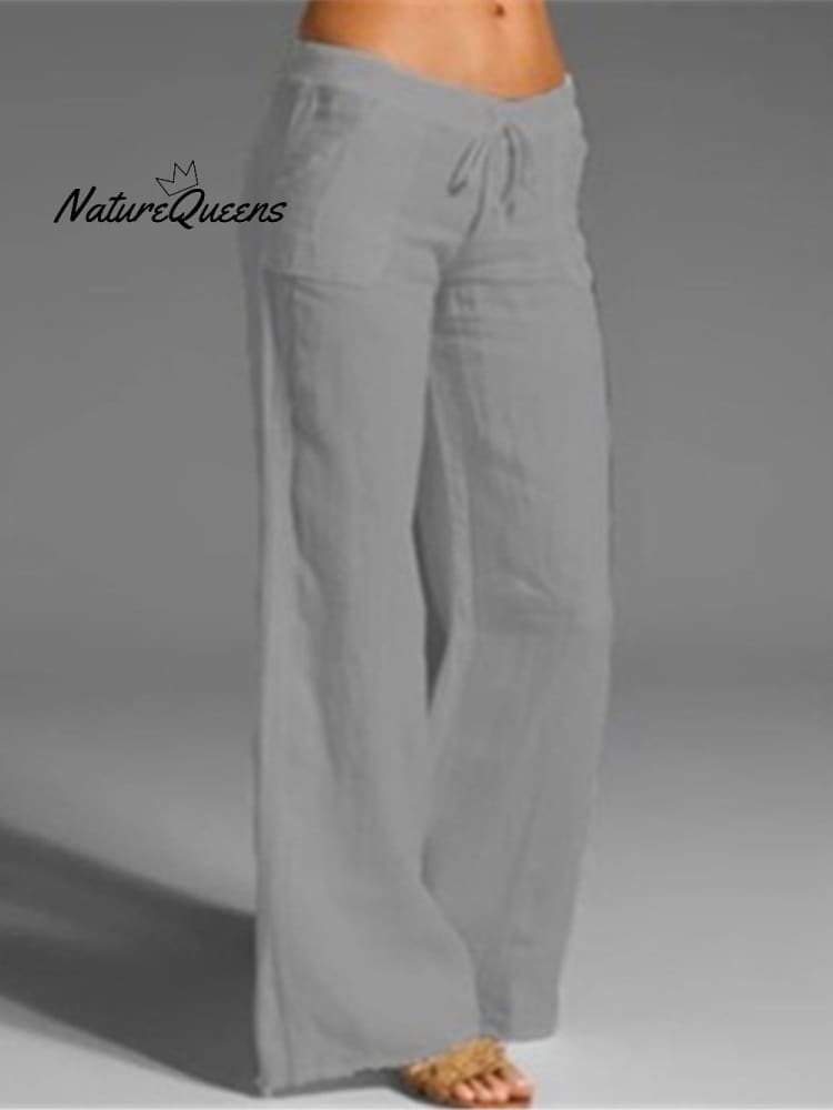 Dames Pocket Katoenen en Linnen Broek 