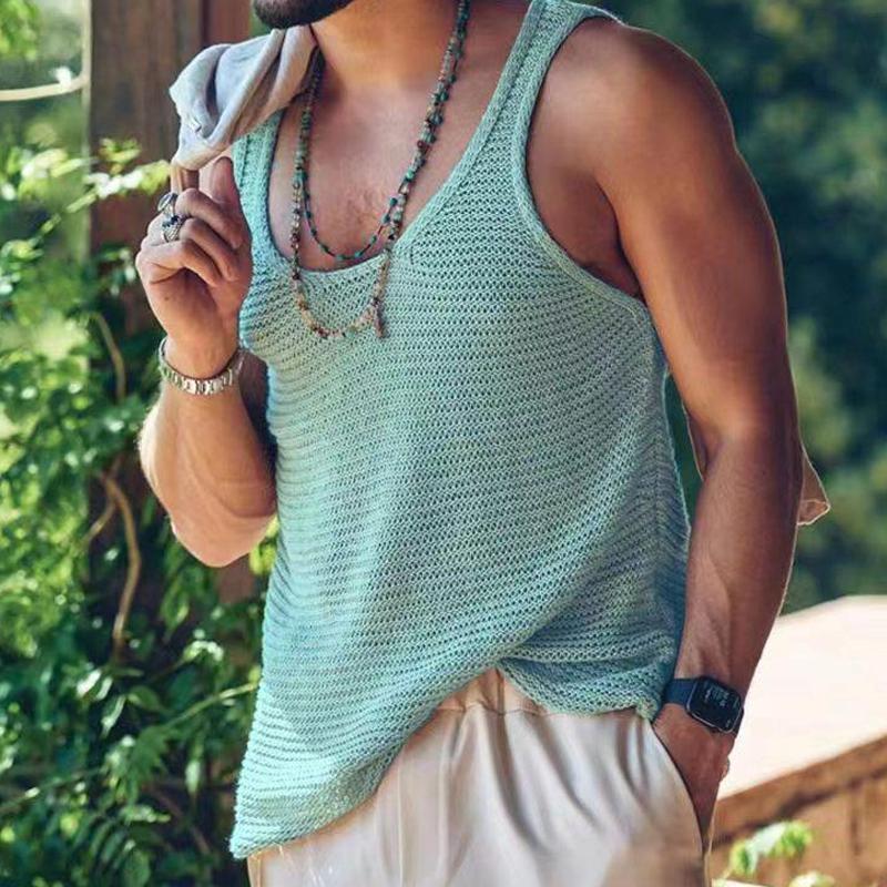 Heren Casual Effen Kleur Gebreide Tanktop 55936533Y