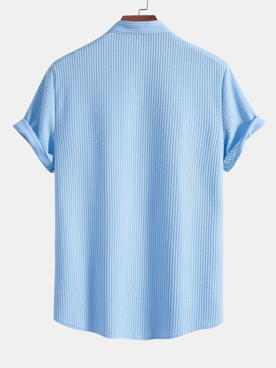 Spier Fit Geribbelde Staande Kraag Shirt