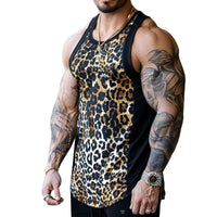 Heren Casual Ronde Hals Luipaardprint Patchwork Tanktop 63099234M