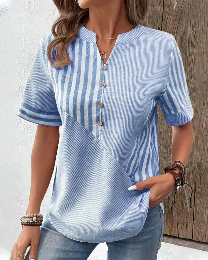Miranda™ Gestreepte blouse met V-hals
