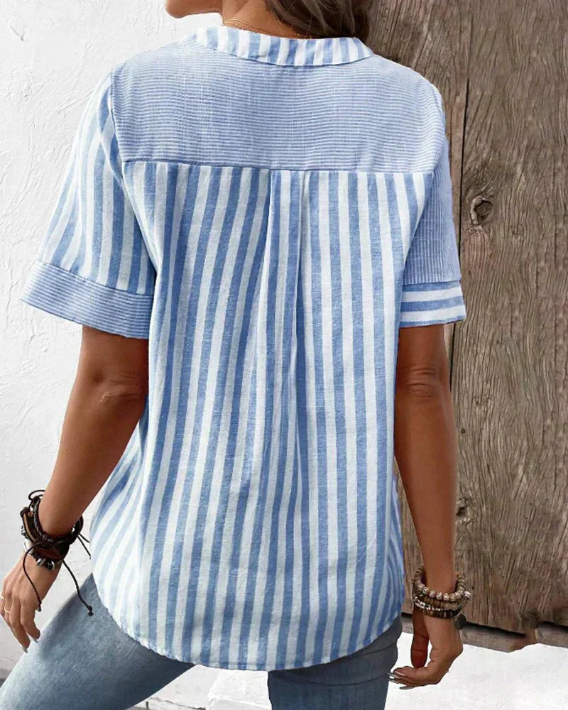 Miranda™ Gestreepte blouse met V-hals