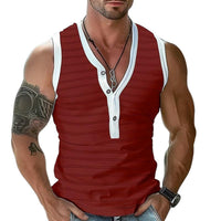 Heren Casual Gestreepte Henley Kraag Slim Fit Tanktop 46639172M