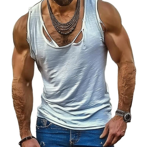 Heren Casual Katoen Gemengde Gewassen Gat Tanktop 74410172M