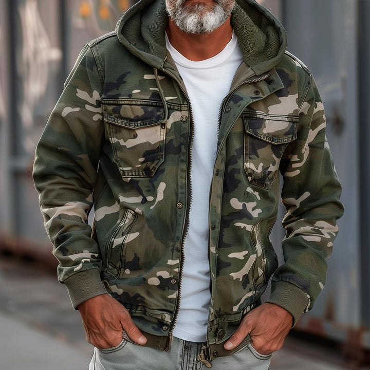 Heren Camouflage Hoodie Multi-pocket Zip Cargo Jacket 69249000Z