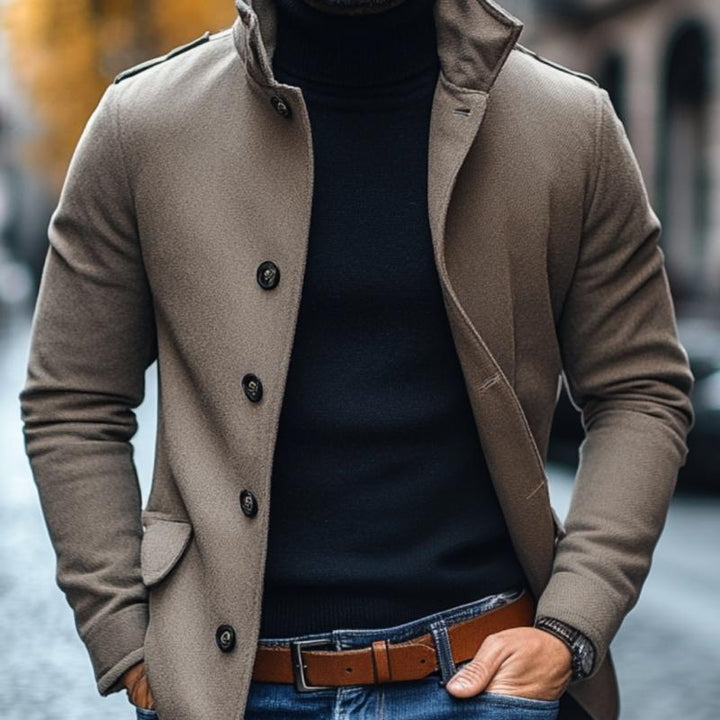Heren Casual Wolmix Revers Eensluitende Slim Korte Jas 85856791M