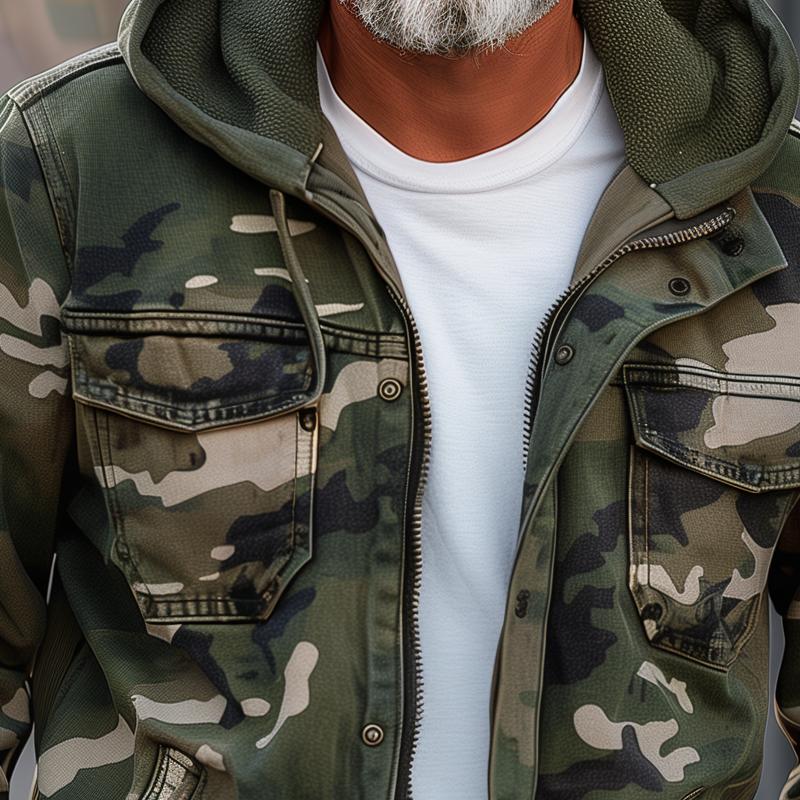 Heren Camouflage Hoodie Multi-pocket Zip Cargo Jacket 69249000Z