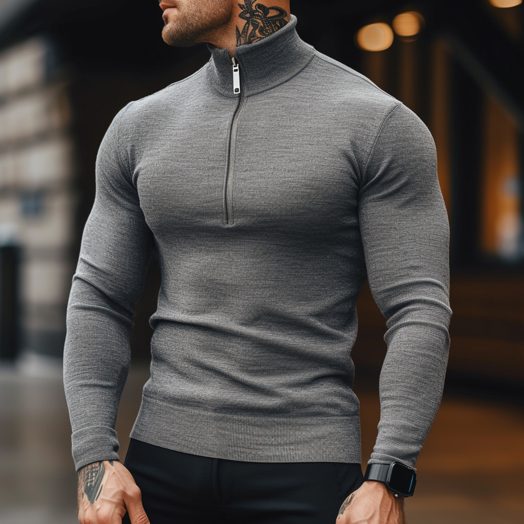 Sartoria: Muscle Fit trui met halve rits
