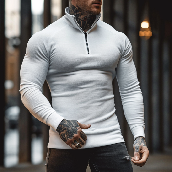 Sartoria: Muscle Fit trui met halve rits