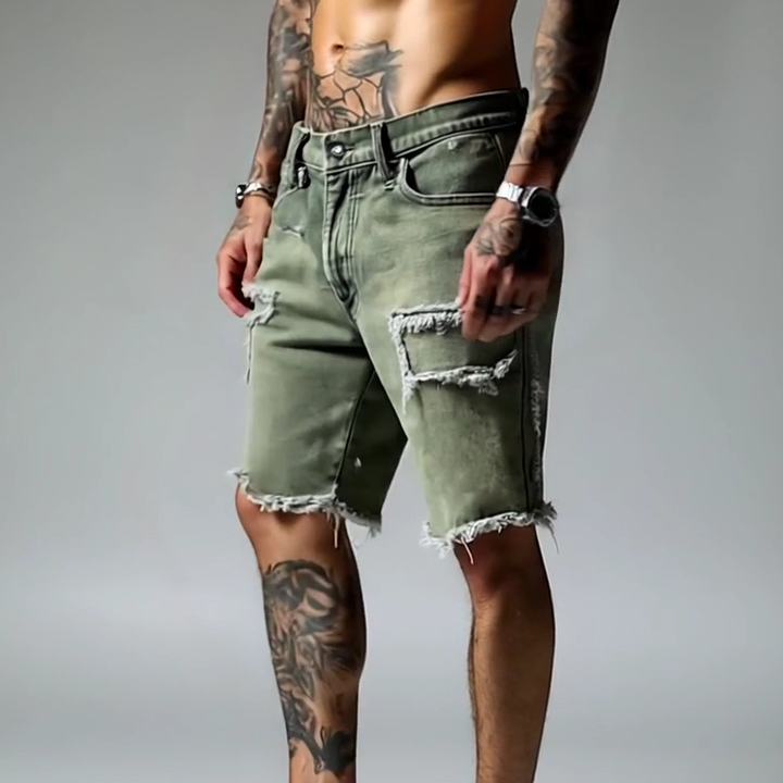 Heren Vintage Denim Gebrushte Shorts MTA1971C7P