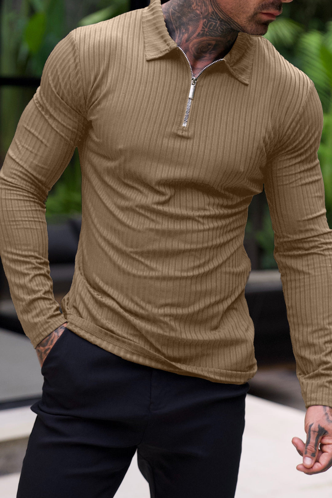 Fascino: Muscle Fit-pullover met halve rits 