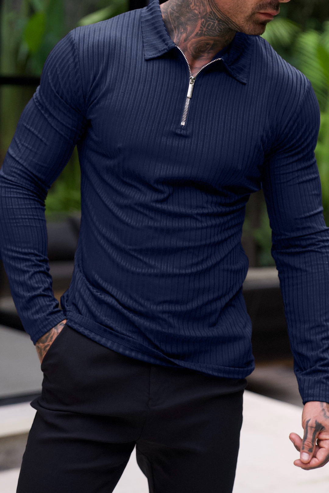 Fascino: Muscle Fit-pullover met halve rits 