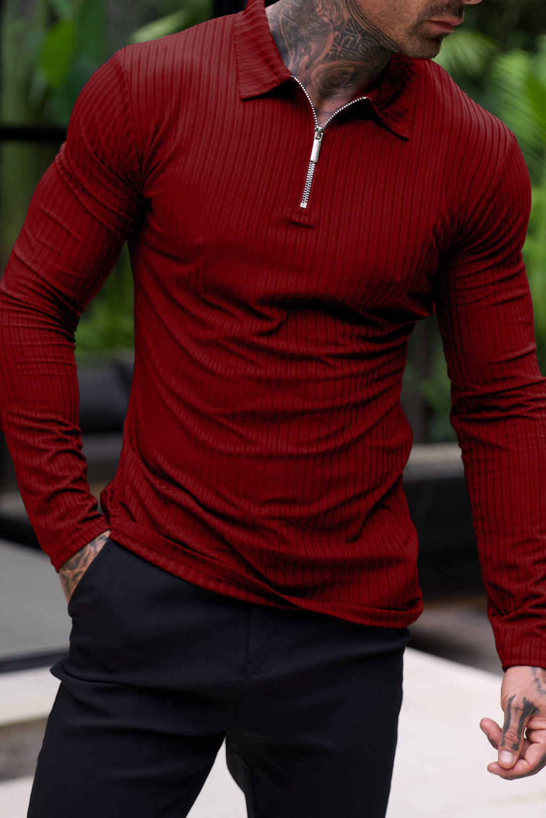Fascino: Muscle Fit-pullover met halve rits 