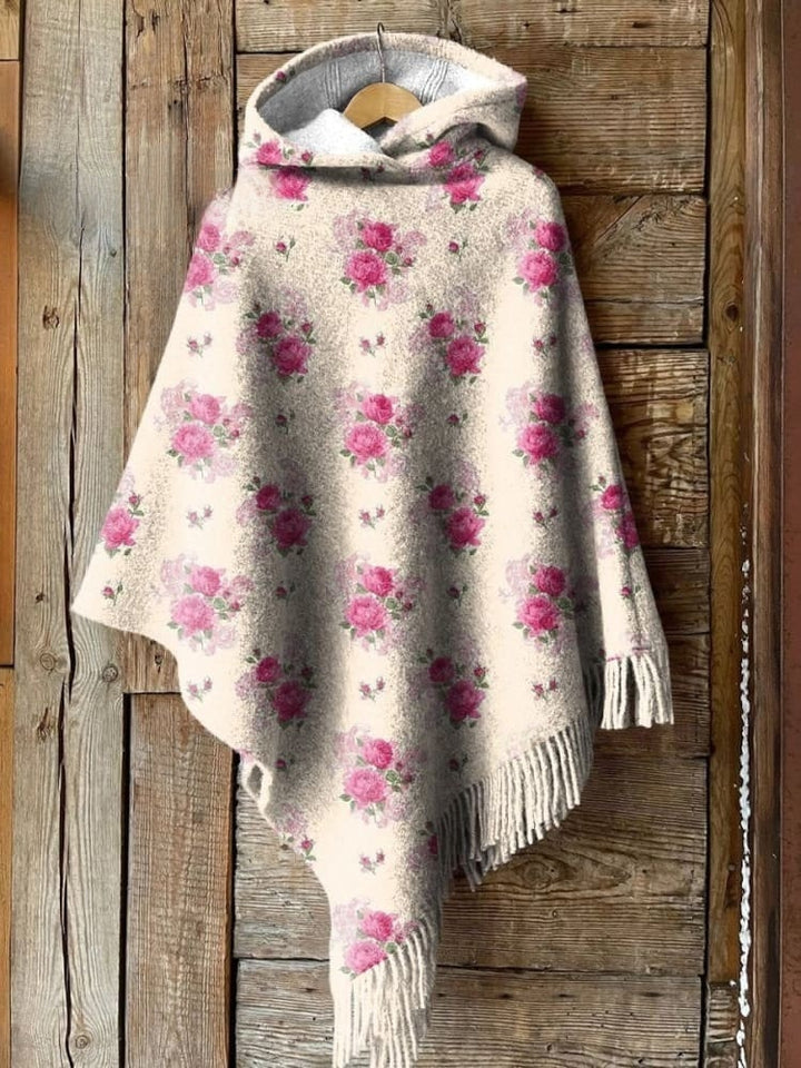 Waterverf Frans rozenmotief herhalend patroon print cardigan met knopen